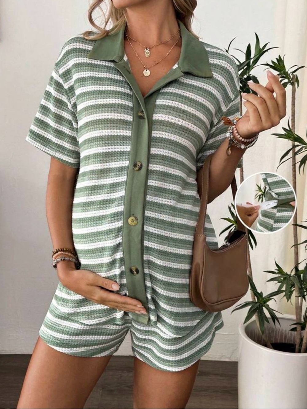 NWOT striped button up maternity set
